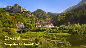  Presentation with bosnia - PPT theme enhanced with medieval-monastery-dobrun-in-bosnia background and a tawny brown colored foreground