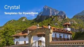  Presentation with bosnia - Slide deck having medieval-monastery-dobrun-in-bosnia background and a teal colored foreground