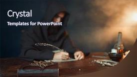  Presentation with medieval - Cool new presentation theme with medieval monk in robe writes backdrop and a wine colored foreground