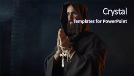  Presentation with medieval - Beautiful presentation theme featuring medieval monk praying with closed backdrop and a wine colored foreground