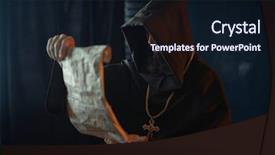  Presentation with evil - Presentation theme with medieval monk with an evil background and a wine colored foreground