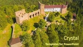  Presentation with gothic castle - PPT theme with medieval monument in czech republic background and a tawny brown colored foreground