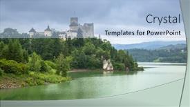  Presentation with medieval - Presentation theme having dunajec - medieval niedzica castle at czorsztyn background and a light blue colored foreground