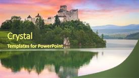  Presentation with poland - PPT layouts enhanced with medieval niedzica castle at sunset poland background and a tawny brown colored foreground