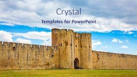  Presentation with green city - Cool new PPT layouts with medieval-port-city-of-aigues backdrop and a light blue colored foreground