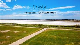  Presentation with green development - Theme with medieval-port-city-of-aigues background and a light blue colored foreground