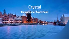  Presentation with river port - Cool new slide deck with medieval-port-crane-in-gdansk backdrop and a teal colored foreground