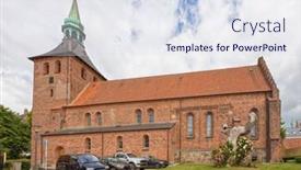  Presentation with church medieval - Presentation theme enhanced with medieval-saint-nicolai-s-church background and a sky blue colored foreground
