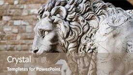  Presentation with florence piazza della signoria - Colorful theme enhanced with medieval sculpture of a lion backdrop and a coral colored foreground