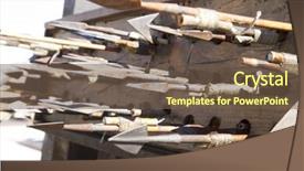  Presentation with weapons - PPT theme consisting of onagers catapults and battering ram background and a violet colored foreground