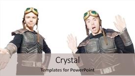  Presentation with funny - Beautiful slide deck featuring medieval soldiers - young funny man in armour backdrop and a light gray colored foreground