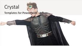  Presentation with man in suit guitar - Slide set featuring medieval soldiers - young funny man in armour background and a  colored foreground