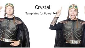  Presentation with music man in suit - PPT layouts with medieval soldiers - young funny man in armour background and a  colored foreground