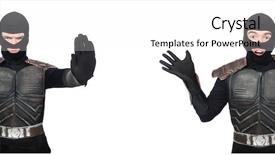  Presentation with funny - Audience pleasing PPT theme consisting of medieval soldiers - young funny man in armour backdrop and a white colored foreground