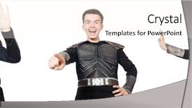  Presentation with funny - Slide deck featuring medieval soldiers - young funny man in armour background and a cream colored foreground