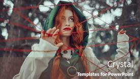  Presentation with forest fairy - Slide deck with medieval-sorceress-and-the-threads background and a tawny brown colored foreground