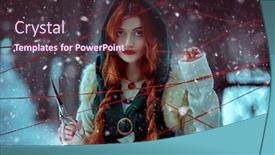  Presentation with forest fairy - PPT theme featuring medieval-sorceress-cuts-the-threads background and a tawny brown colored foreground