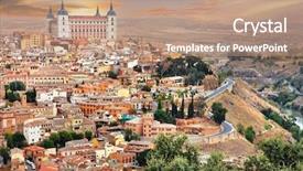  Presentation with medieval - Presentation theme having medieval spain - toledo over sunset background and a coral colored foreground