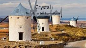  Presentation with windmills - PPT theme featuring medieval spain - windmills in consuegra background and a light gray colored foreground