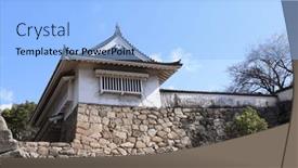  Presentation with castle wall - Slides consisting of medieval-stone-fortress-wall background and a light blue colored foreground