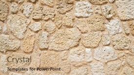  Presentation with medieval - Presentation design consisting of medieval-stone-wall-background background and a soft green colored foreground