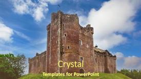  Presentation with medieval iron doors stone castle - Presentation consisting of medieval-stronghold-doune-castle-near background and a tawny brown colored foreground