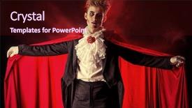  Presentation with vampire - Cool new theme with medieval theater - bewitching handsome male vampire halloween backdrop and a wine colored foreground