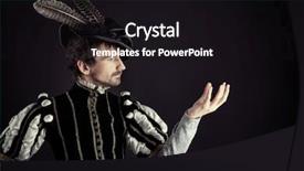  Presentation with handsome - Audience pleasing slides consisting of medieval theater - portrait of a handsome man backdrop and a wine colored foreground