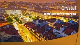  Presentation with theatre - PPT layouts consisting of medieval theater - rossio square at night background and a tawny brown colored foreground
