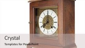  Presentation with antique - Presentation theme with medieval times ages - antique clock isolated on white background and a soft green colored foreground