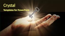  Presentation with key - Colorful slide set enhanced with medieval times ages - female hand with key backdrop and a wine colored foreground