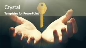  Presentation with key - Slide set having medieval times ages - female hands with key background and a  colored foreground