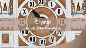  Presentation with old stone age - Beautiful PPT theme featuring medieval times ages - old clockwork on a stone backdrop and a coral colored foreground