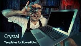  Presentation with medieval times - Beautiful presentation design featuring medieval times ages - old scientist working in his backdrop and a ocean colored foreground