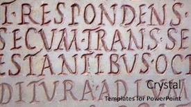  Presentation with christian - Audience pleasing PPT theme consisting of medieval times ages - pre-christian latin writing carved backdrop and a light gray colored foreground