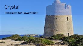  Presentation with aerial view of cape town - PPT theme enhanced with medieval tower torre de ses background and a light blue colored foreground