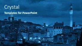  Presentation with medieval - Presentation theme featuring medieval-town-siena-skyline-view background and a ocean colored foreground