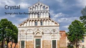  Presentation with church medieval - Slide deck featuring medieval tuscan romanesque san paolo background and a light blue colored foreground