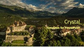  Presentation with switzerland - Theme with medieval-village-of-gruyeres-switzerland background and a tawny brown colored foreground