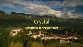  Presentation with switzerland - Audience pleasing presentation theme consisting of medieval-village-of-gruyeres-switzerland backdrop and a tawny brown colored foreground