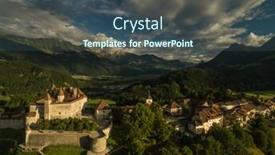  Presentation with switzerland - Presentation design consisting of medieval-village-of-gruyeres-switzerland background and a ocean colored foreground