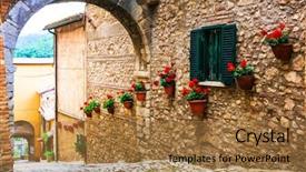  Presentation with medieval - Presentation theme consisting of medieval villages of italy - picturesque background and a coral colored foreground