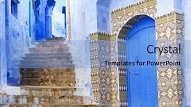  Presentation with morocco - Theme enhanced with medina of chefchaouen morocco africa background and a light blue colored foreground