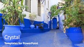 Presentation with morocco - Beautiful presentation design featuring medina of chefchaouen morocco africa backdrop and a cobalt blue colored foreground