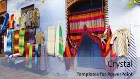  Presentation with morocco culture - Presentation theme with medina of chefchaouen morocco africa background and a teal colored foreground