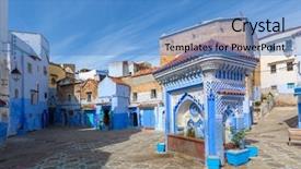  Presentation with morocco - Beautiful theme featuring medina of chefchaouen morocco backdrop and a teal colored foreground