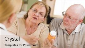  Presentation with teamwork nurse doctor - Audience pleasing PPT theme consisting of medis - doctor or nurse explaining prescription backdrop and a coral colored foreground