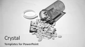  Presentation with health cost - PPT theme consisting of medis - money and pills pour background and a light gray colored foreground