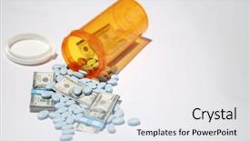 Presentation with health cost - Beautiful presentation featuring medis - money and pills pour backdrop and a white colored foreground