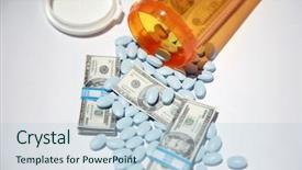  Presentation with health cost - Presentation theme with medis - money and pills pour background and a light blue colored foreground